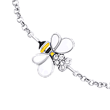UmaUmi Браслет на ланцюжку Бджілка з квіточкою з біло-жовтою емаллю та фіанітами, фото 2
