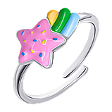 UmaUmi Каблучка Комета рожева з різнокольоровою емаллю, фото 2