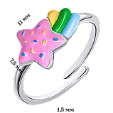 UmaUmi Каблучка Комета рожева з різнокольоровою емаллю, фото 3