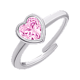 UmaUmi Каблучка Серце сяюче з рожевим фіанітом, фото 2