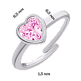 UmaUmi Каблучка Серце сяюче з рожевим фіанітом, фото 3