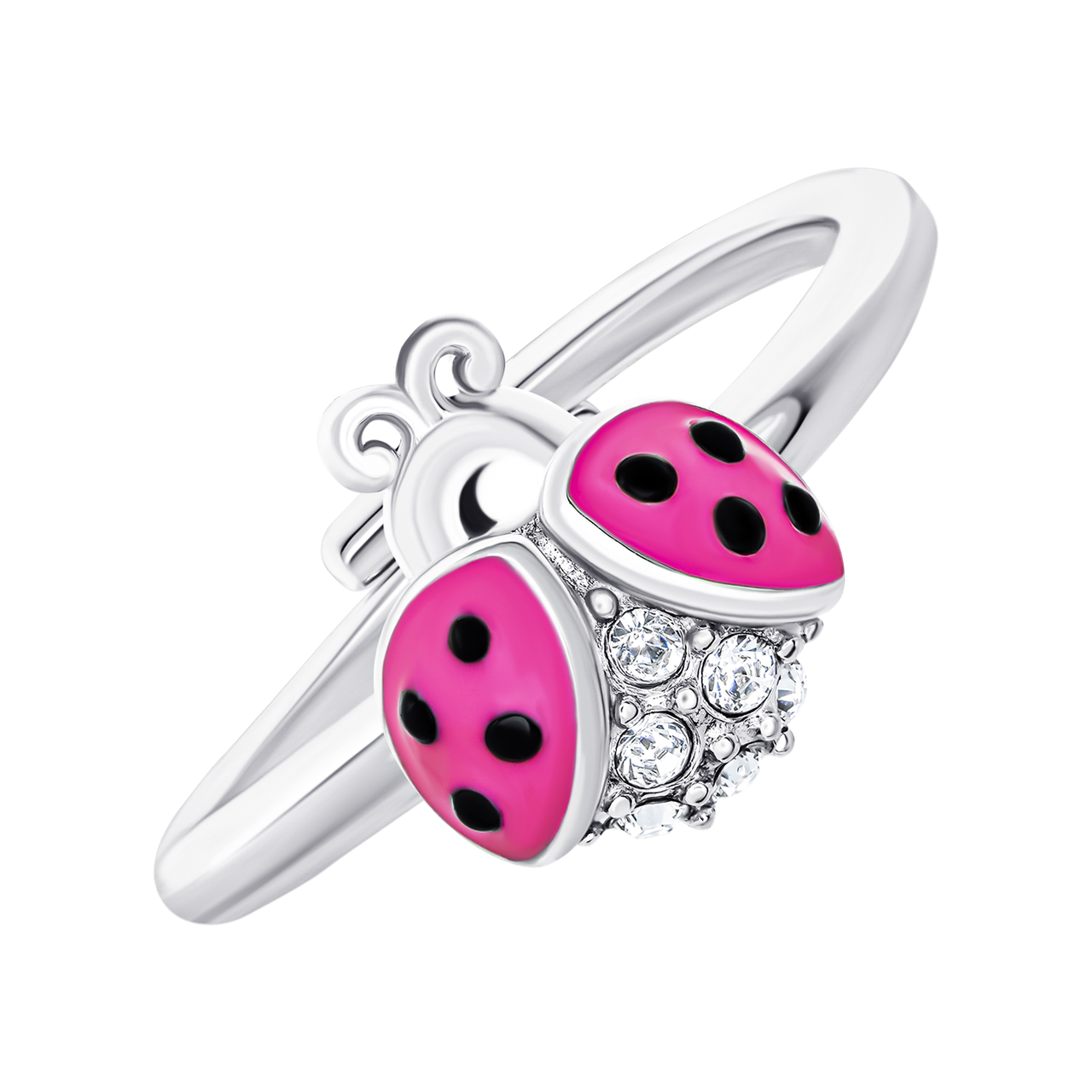 UmaUmi Каблучка Сонечко блискуче з рожевою емаллю та фіанітами, фото 1