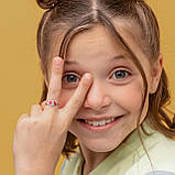 UmaUmi Каблучка Сонечко блискуче з рожевою емаллю та фіанітами, фото 2