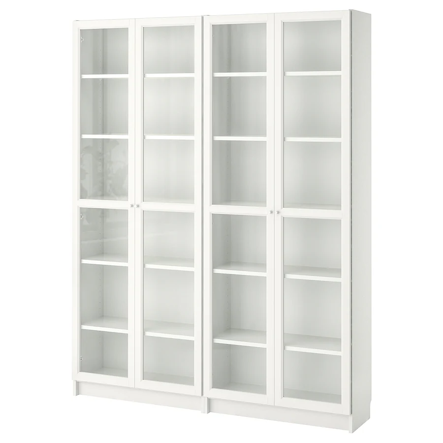 Книжкова шафа зі скляними дверима BILLY/OXBERG 160x30x202 см IKEA 890.178.32
