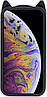 Силіконовий чохол для iPhone XS Max - 3D Cat (Кіт з вусами), Чорний, фото 2