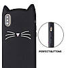 Силіконовий чохол для iPhone XR - 3D Cat (Кіт з вусами), Чорний, фото 4