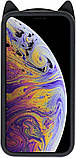 Силіконовий чохол для iPhone XS Max - 3D Cat (Кіт з вусами), Чорний, фото 3