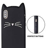 Силіконовий чохол для iPhone XR - 3D Cat (Кіт з вусами), Чорний, фото 5