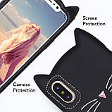 Силіконовий чохол для iPhone XR - 3D Cat (Кіт з вусами), Чорний, фото 6