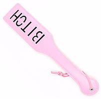 Шльопанка "Bitch" зі шкіри (Довжина: 32 см, ручка 15 см), рожева