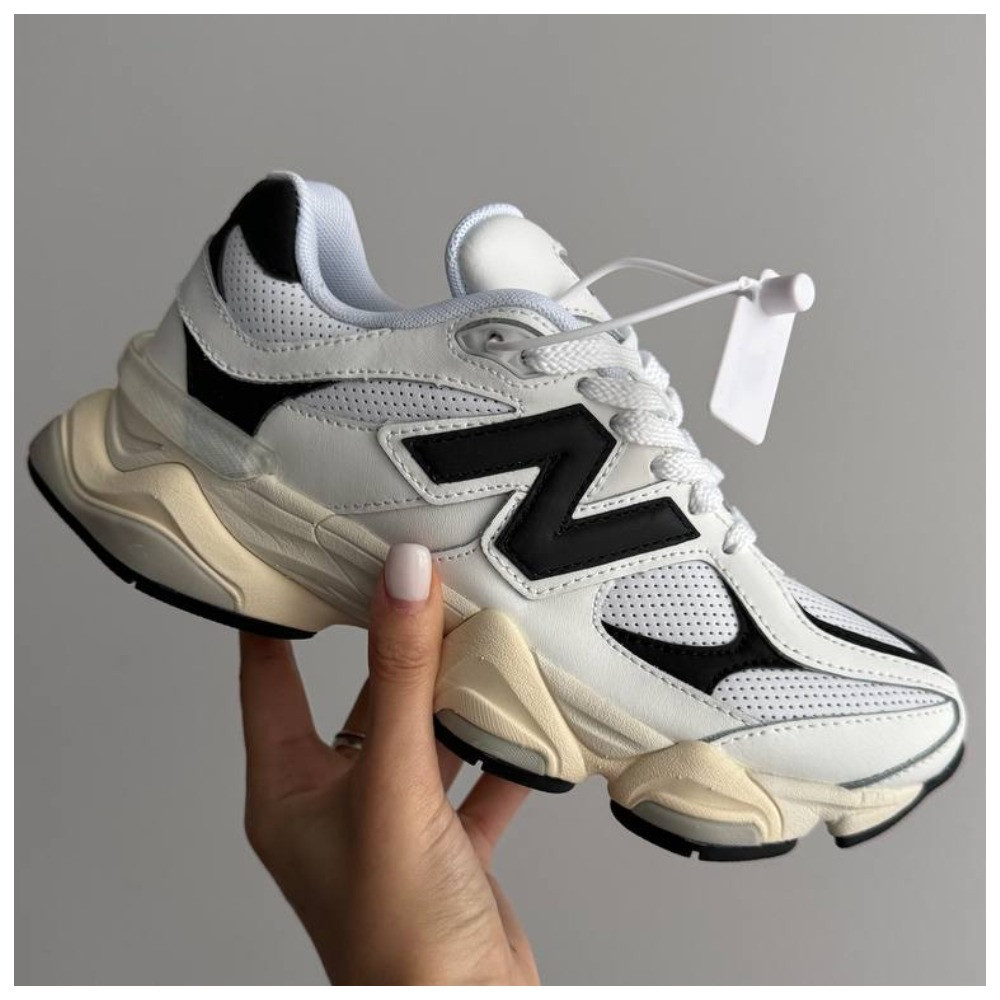Чоловічі / жіночі кросівки New Balance 9060 White Black U9060AAB, чорно-білі шкіряні кросівки нью беланс 9060 ню беленс NB 9060 нб