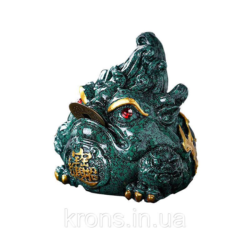 Фігурка для чайної церемонії ZBY-2407302 Жаба з монеткою міняє колір від гарячої води Green, фото 1