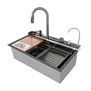 Мийка багатофункціональна Mixxus MH7546-SET-07 DECOR NANO-BLACK з вбудованим змішувачем (MX9578)