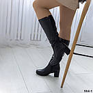 Демісезонні чорні жіночі шкіряні чоботи, фото 5