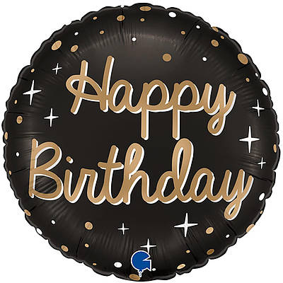 Grabo 18" HB з зірками на чорному Фольгованій кулі на день народження — В УП