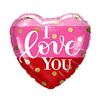 Фольгована кулька серце I Love You смужки 18" Китай