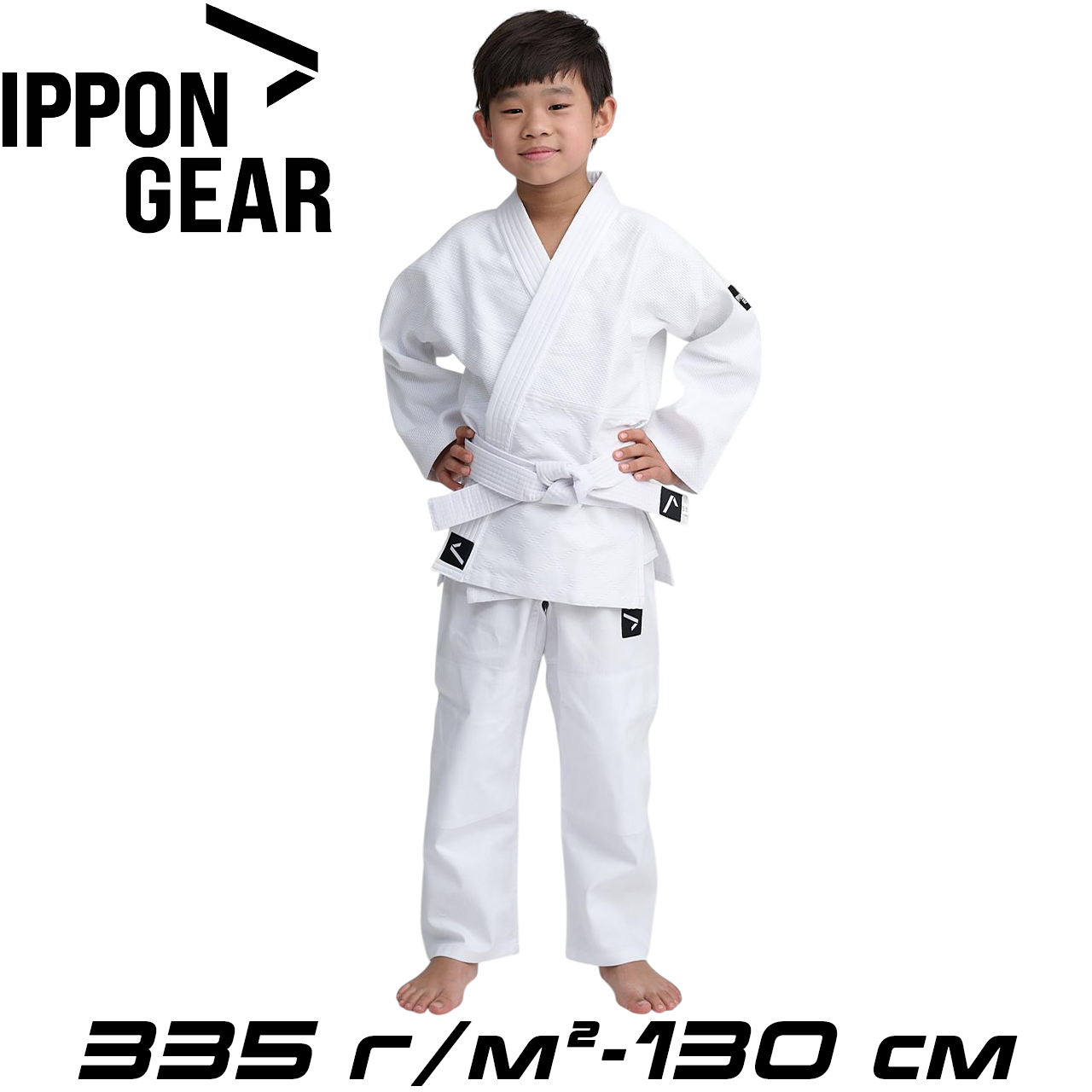 Кімоно для дзюдо дитяче з поясом біле унісекс Ippon Gear Kids Judo Gi Future 2 White 335 г/м² (130 см)