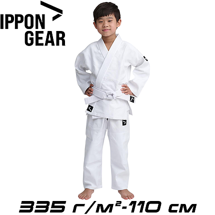 Кімоно для дзюдо дитяче з поясом біле унісекс Ippon Gear Kids Judo Gi Future 2 White 335 г/м² (110 см), фото 1