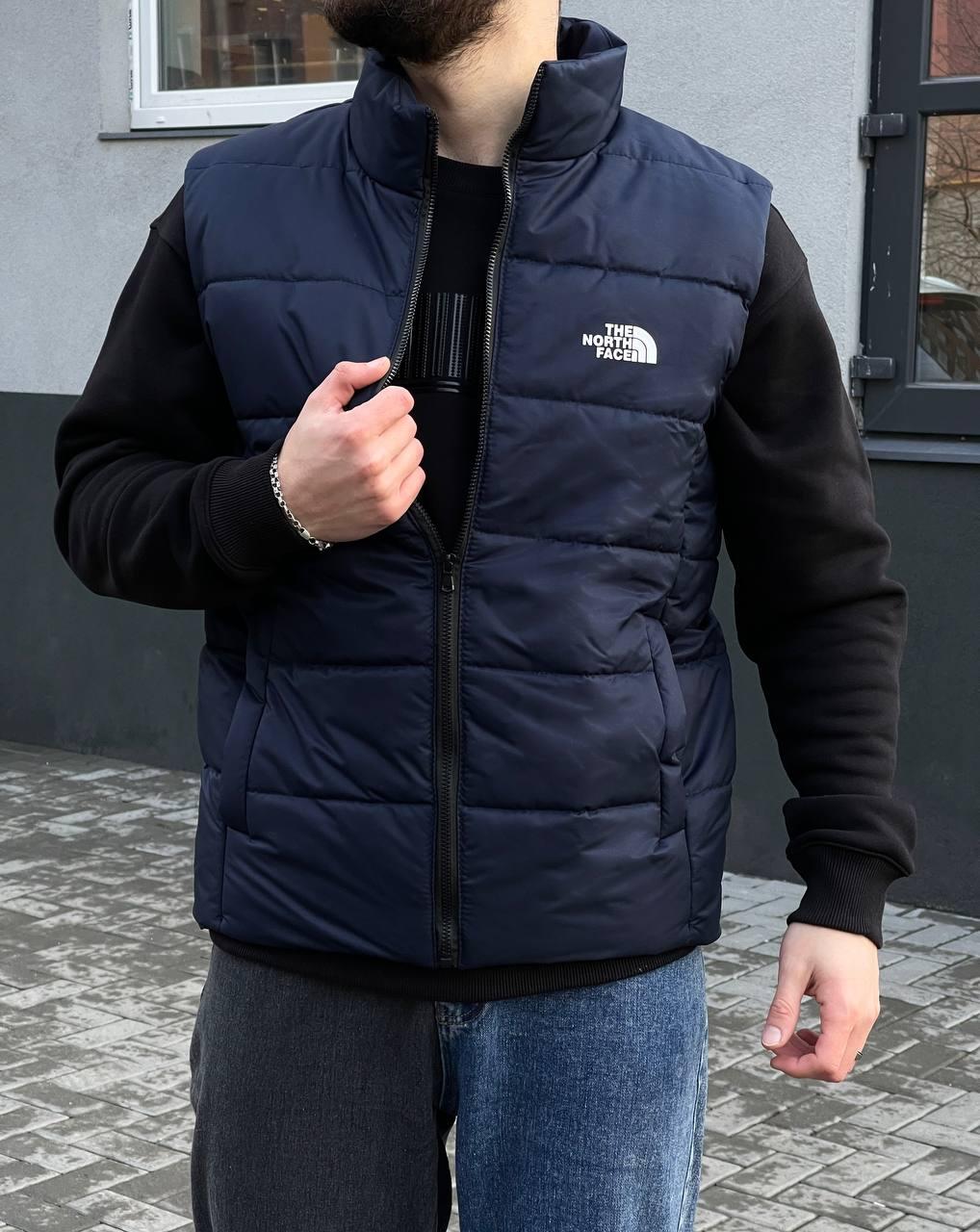 Чоловічий жилет The North Face синя без капюшона з плащової тканини Безрукавка Зе Норт Фейс, фото 1