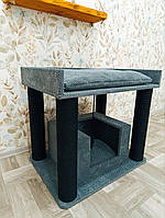 Домик когтеточка с лежанкой для двух, трех кошек 75*60*80 см с х/б канатом