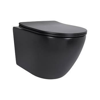 Унітаз підвісний Qtap Robin New Ultra Quiet із сидінням із сидінням Soft-Close MATT BLACK QT13332381ASMB