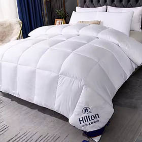 Ковдра двоспальна біла Hilton 200×230 см.Готельна біла для дому та готелів 2кг,силіконовий наповнювач, силіконовий наповнювач