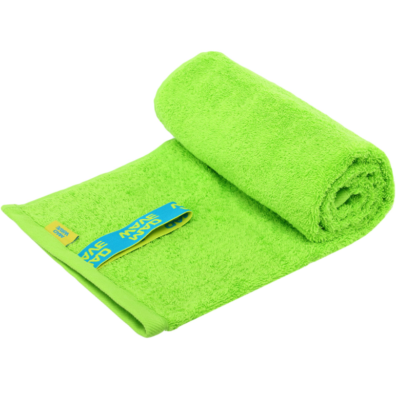 Спортивний бавовняний рушник Mad Wave M0762011 cotton soft terry для поглинання вологи 100x50 см. Салатовій