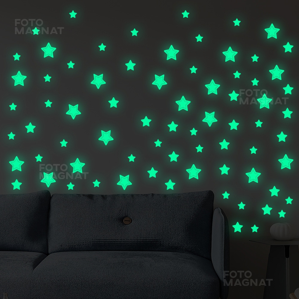 Фосфорні наліпки на стіну або стелю "Stars" - люмінесцентні наліпки, що світяться, зіркове небо, 94 шт., фото 1
