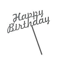 Топпер з полістиролу "Happy Birthday №2" 9,5х4 см, срібло