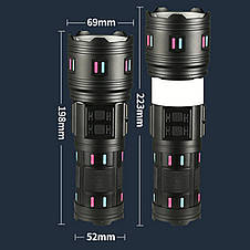 Ліхтар ручний night vision fluorescence AK178-1-white laser led PM60-TG+COB, 4x18650, power bank, ЗУ Type-C, zoom, 5 фільтрів, фото 3