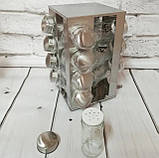 Набір із 16 баночок для зберігання спецій UNIQUE UN-1304 Квадратна спецовниця, фото 5