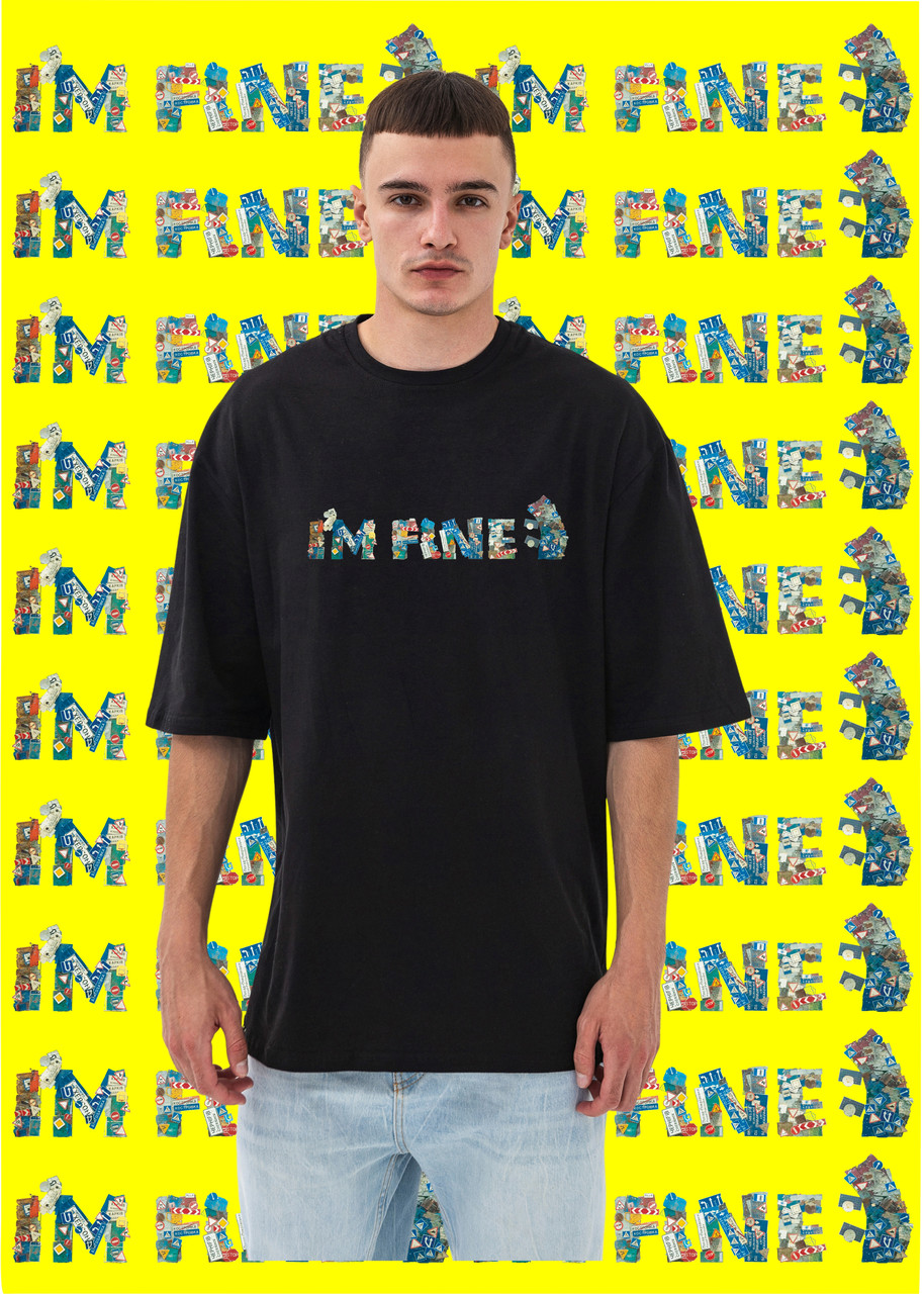 Футболка  I'M FINE OVERSIZE Black 1138