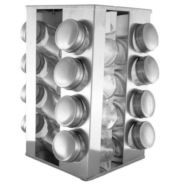 Набір із 16 баночок для зберігання спецій UNIQUE UN-1304 Квадратна спецовниця, фото 1