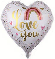 Фольгована кулька серце I Love You білий 18" Китай