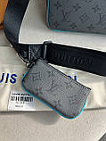 Чоловіча сумка месенджер Louis Vuitton Trio Turquoise сіра якість преміум, фото 2