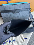Чоловіча сумка месенджер Louis Vuitton Trio Turquoise сіра якість преміум, фото 6