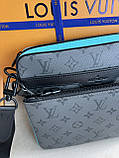Чоловіча сумка месенджер Louis Vuitton Trio Turquoise сіра якість преміум, фото 8