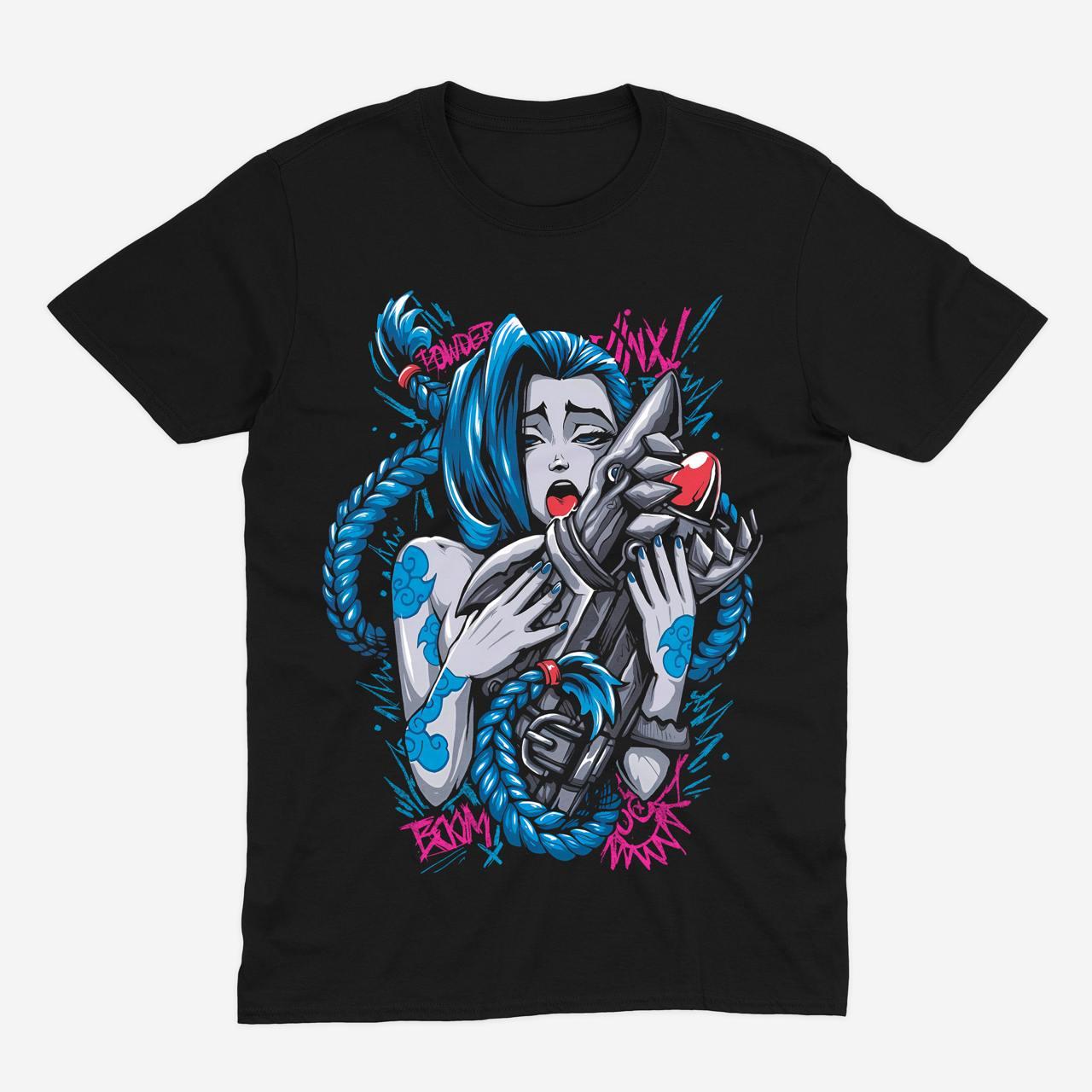 Футболка чорна Morze League of Legends  V3 Arcane Jinx, фото 1