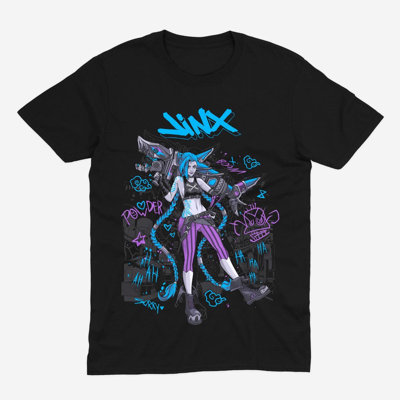 Футболка чорна Morze League of Legends V4 Arcane Jinx