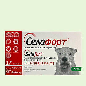 Селафорт краплі від бліх кліщів і гельмінтів для собак вагою 10-20 кг, 1 шт 1,0 мл KRKA