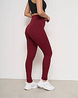 Бордові лосини жіночі, лосіни для жінок в рубчик