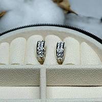 Сережки Xuping Jewelry з білим цирконом з медичного сплаву родій 13х5 мм XCP-195