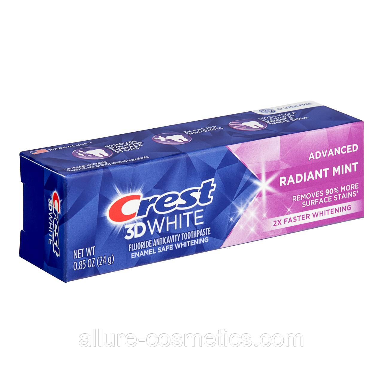 Вибілювальна зубна паста Crest 3D White Radiant mint toothpaste 24 г