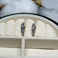 Сережки Xuping Jewelry з білим цирконом з медичного сплаву родій 14х3 мм XCP-271