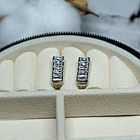 Сережки Xuping Jewelry з білим цирконом з медичного сплаву родій 16х6 мм XCP-352