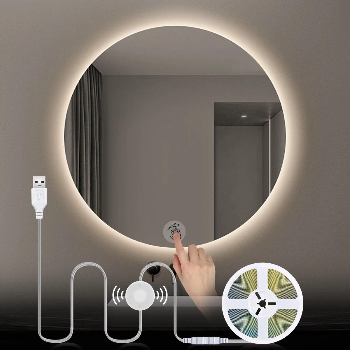 LED-стрічка USB 4 м 120 LED із сенсором для підсвічування кухні, туалету, ванних шаф полиць, білий 6500 К