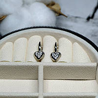 Сережки Xuping Jewelry серце з білим цирконом з медичного сплаву родій 19х9 мм XCP-116
