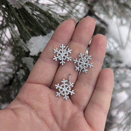 Сніжинки, Набір Сережки та кільце, фото 1