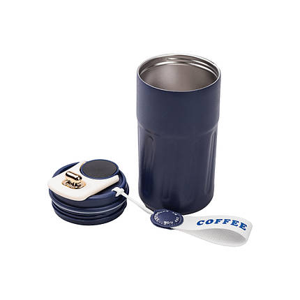 Термочашка з датчиком температури Coffee на 500 мл синя, фото 3