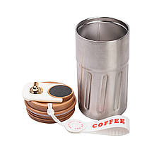 Термочашка з датчиком температури Coffee на 500 мл коричнева, фото 5